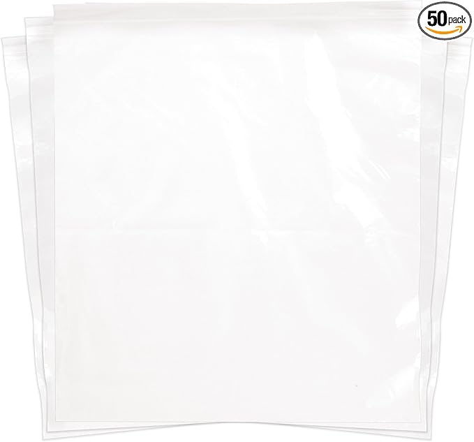 SNL Quality Zipper Lock Extra Large Jumbo Reclosable Clear Disposable Plastic Bags, Strong | 18" X 20" - 2 MIL - 50 Bags