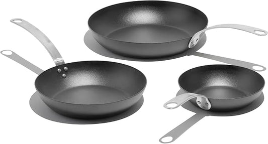 Made In Cookware - 3 Piece (Includes 8",10",12") Seasoned Blue Carbon Steel Frying Pan - (Like Cast Iron, but Better) - Professional Cookware - Crafted in Sweden - Induction Compatible