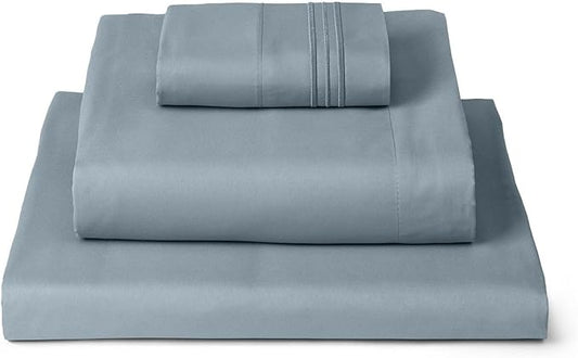 Mellanni Extra Deep Twin Sheets - 3 PC Iconic Collection Bedding - Hotel Luxury, Ultra Soft, Cooling Bed Sheets - Wrinkle, Fade, Stain Resistant (Twin, Spa Blue)