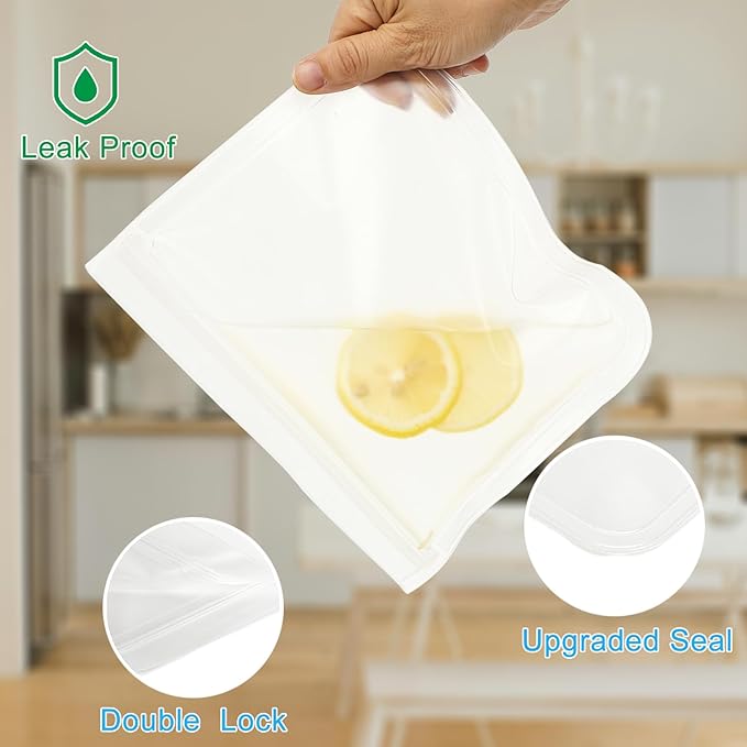 Clear Sandwich Bag/Snack Bag for Kids & Adults, Reusable Double Ziplock Cosmetic Bag Makeup Travel Bag for Women Girls, Leakproof, Washable, Food Safe, BPA Free (1-Pack, Clear)