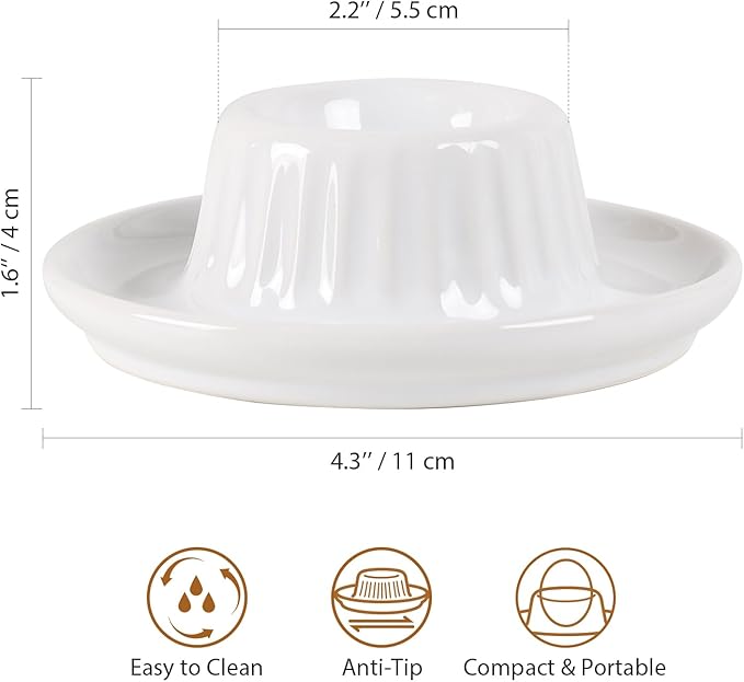INGOFIN 2 Pcs Ceramic Egg Cups, Soft Boiled Egg Holders Set, Classic Porcelain Stackable, Easy to Clean Tray, Decorative Serving Dish for Breakfast, Easter or Kitchen, White