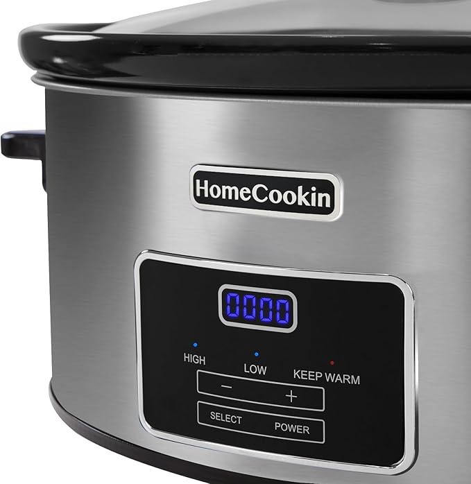 HOMECOOKIN 7-Quart Programmable Slow Cooker with Keep Warm Setting, Digital Timer - Perfect Kitchen Small Appliance for Family Dinners - Large Enough to Serve 8+ People