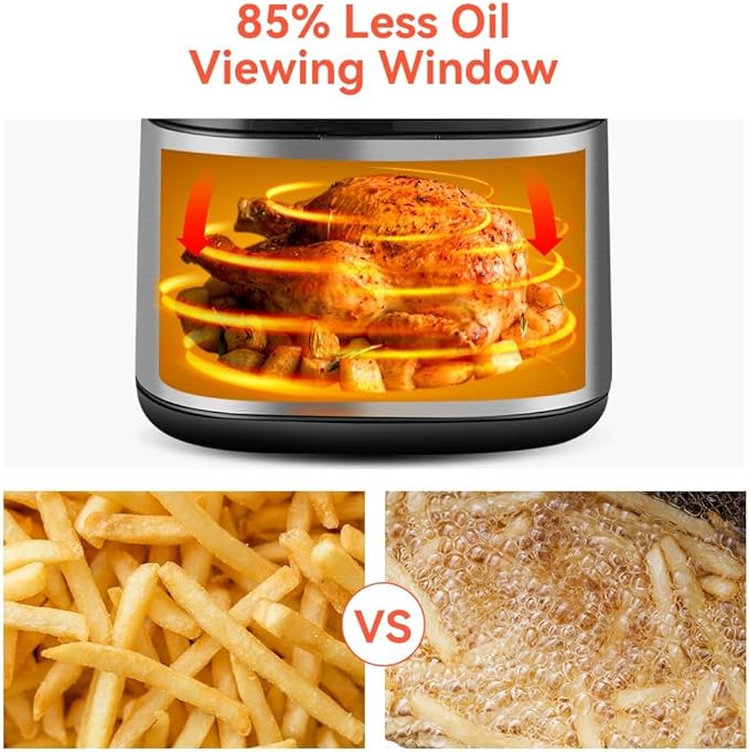 ASZ Air Fryer with Window Visible- 5 quart Compact- Digital Airfryer 5qt for 2-3 people - 5 qt for Office Dorm Room - 8 in 1 Bake Toast Broil Reheat - 1400W, 400℉ Kitchen Airfry Countertop Gift