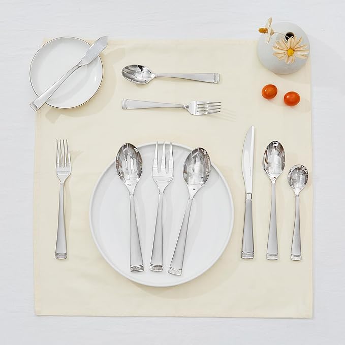 KINGSTONE Silverware Set, 20-Piece Flatware Set for 4, 18/10 Stainless Steel Cutlery Set with Bead Edge, Utensil for Kitchen, Home, Party, Wedding, Mirror Polished, Dishwasher Safe, Featured Gifts