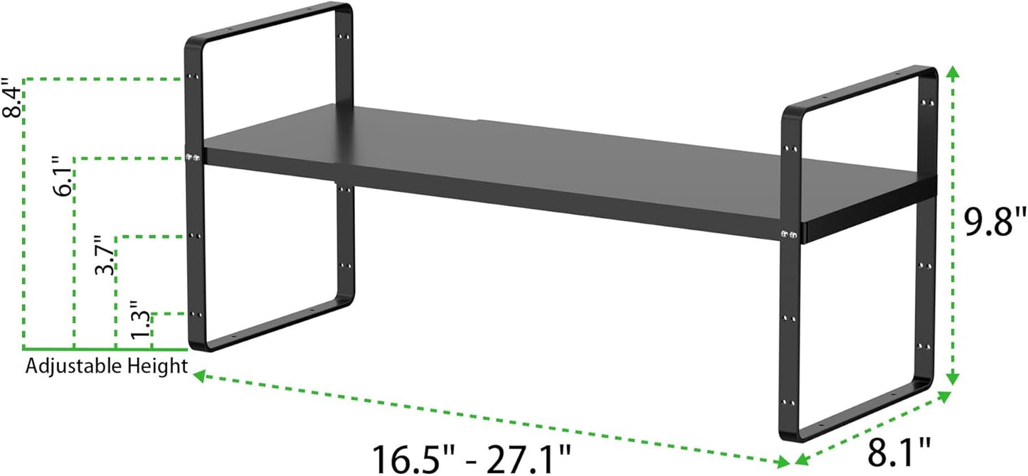 Expandable Cabinet Storage Shelf Stackable Organizer Rack for Kitchen Bathroom Pantry Spice Cupboard Countertop Home Office Desk Heavy Duty Nonslip Black Small 3 Pack