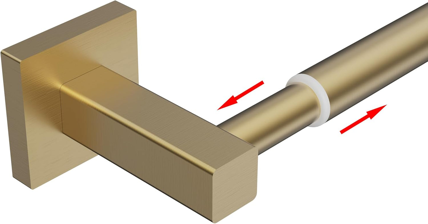 Adjustable Towel Bar, 14.4inch - 25.2inch Towel Rack, Wall Mounted for Bathroom, Kitchen Hand Towel Holder Cloths Hanger SUS 304 Stainless Steel Organizer Single Bar (Gold)