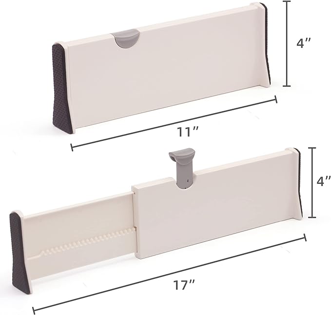 Set of 8 Adjustable Drawer Dividers Organizer Separators Plastic Dresser Organizer for Bedroom, Bathroom, Closet, Office Desk, Kitchen Storage