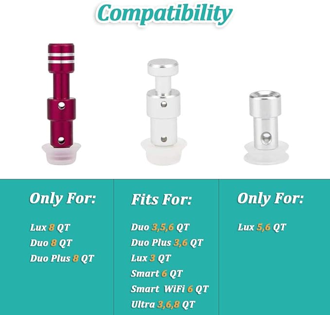 Zylione 2 Pack Float Valve - Replacement Parts with 6 Sealer Gasket - Replacement Float Valve wiht Silicone Caps for Pressure Cooker Duo/Duo Plus/Lux 8 QT,(2 Float Valves 6 Silicone Caps)