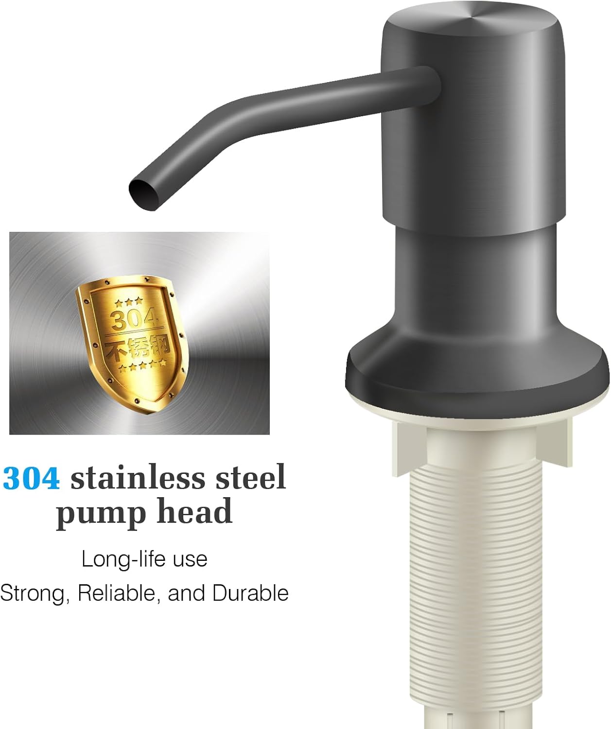 Soap Dispenser for Kitchen Sink and Extension Tube Kit, Stainless Steel Countertop SoapDispenser with 47 Inches Tube Connects Directly to Soap Bottle, Hand and Dish Soap Dispenser Pump （Gray）