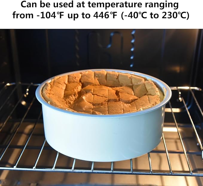 Guowall 8 inch Cake Pan Removable Bottom Carbon Steel with Nonstick Coating Chiffon Cake Tin Round Shaped Cheese Cake Mould for Baking - Cream Color