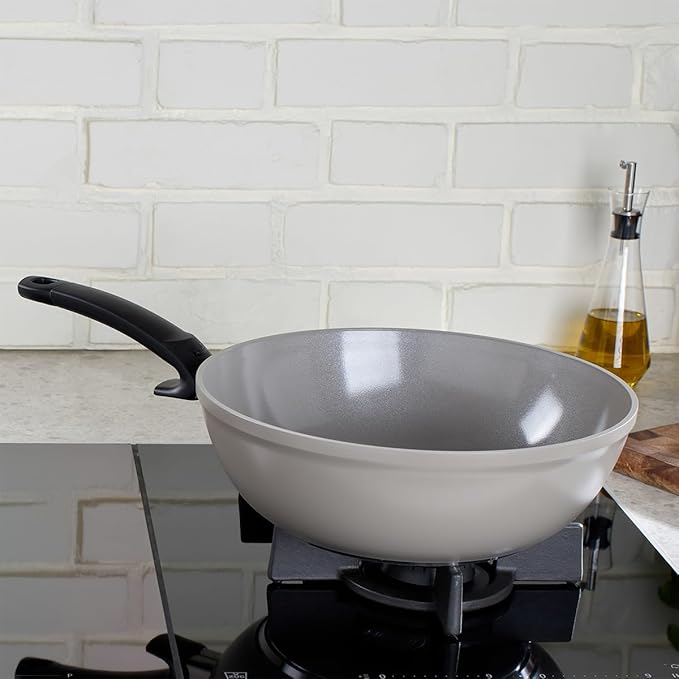 Fissler Ceratal Comfort Ceramic 12 Inch Non-Stick Wok, Orbit Black, Made without PFAS