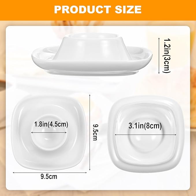 Honeydak 6 Pcs White Ceramic Egg Cups Hard Soft Boiled Egg Holders Stackable Porcelain Dish with Base for Breakfast Brunch Kitchen Serving Table Decor