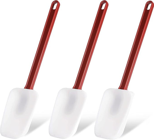 Silicone Rubber Spatula and Spoon Set of 3, High Heat Spatula, Commercial Size (14 Inches)