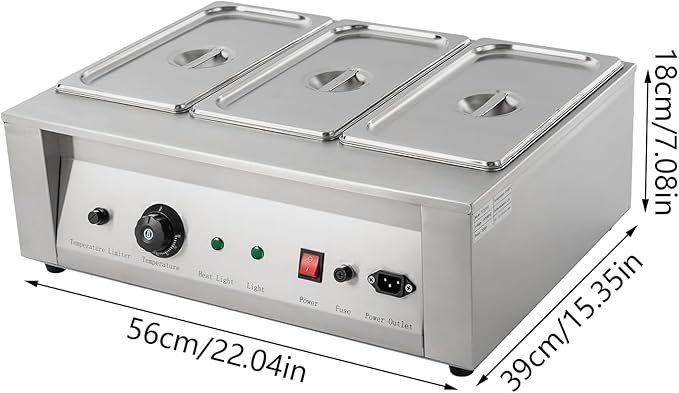 8.82 Lbs 3 Tanks Chocolate Tempering Machine 300W 110V Electric Chocolate Melting Pot with TEMP Control 32℉~176℉ Stainless Steel Commercial Chocolate Melter Food Warmer for Melting and Heating