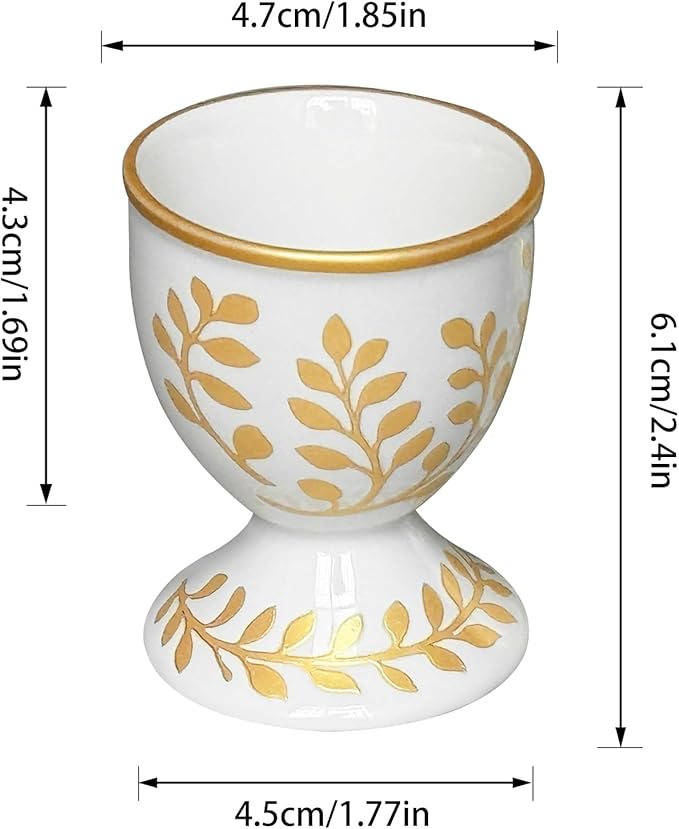 Cinf Ceramic Egg Cup Set of 2 Faux Porcelain Holder Breakfast Boiled Cooking Easy to Clean Childhood Memories Kitchen