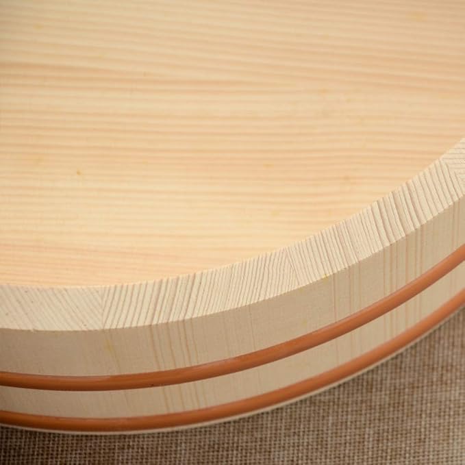 Kichgather 14.2 Inch Wooden Sushi Rice Bowl Hangiri Sushi Oke Rice Mixing Tub (3 pieces)