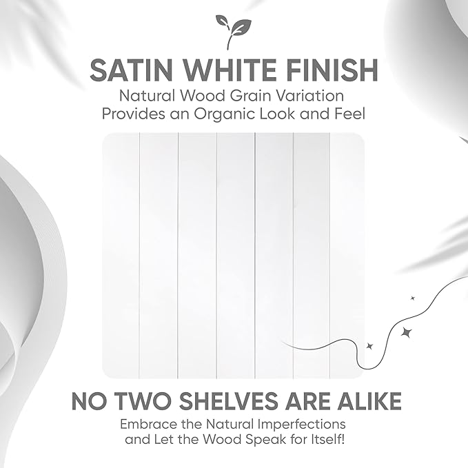 Homeforia White Floating Shelves 30 inch, High End Solid Real Wood 30inch Floating Shelf for Wall Mounted, White Wooden 30in Long Floating Shelves, Heavy Duty Bracket, 30 X 6.5 X 1.75 inches, Set of 2