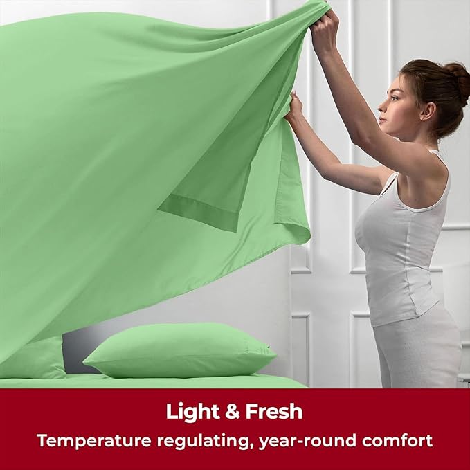 Mellanni Twin Sheets Set - 3 PC Iconic Collection Bedding - Hotel Luxury, Extra Soft, Cooling Bed Sheets - Wrinkle, Fade, Stain Resistant (Twin, Pistachio)