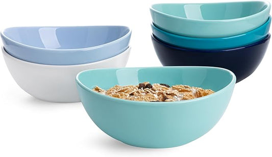 Sweese 6 Inch Porcelain 18 oz Bowls Set of 6, for Soup | Cereal | Fruits | Rice - Microwave, Dishwasher, and Oven Safe - Cool Assorted Color