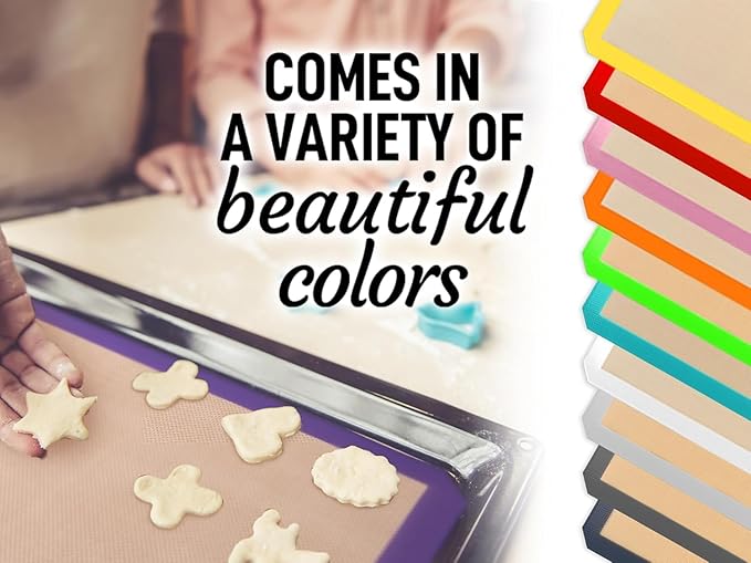 Zulay Kitchen 2-Pack Silicone Baking Mat - 16.5"x11.6" Reusable Nonstick Baking Sheet - Black