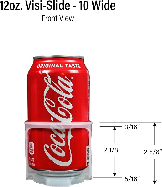 Display Technologies Visi-Slide Gravity Fed Organizer for 12/16oz low ring Beverages on Flat and Angled Shelves in Cold Vaults & Coolers, Drink Organizer (Pack of 2)