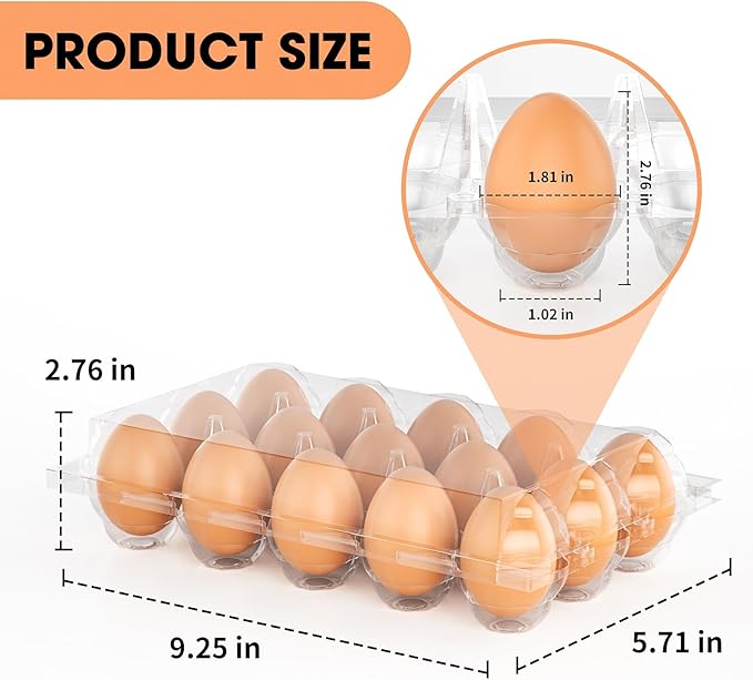 100 Pack Egg Cartons Cheap Bulk 12 Count Clear Plastic Egg Containers for Chicken Eggs, Reusable Egg Holder for Home Ranch Farm Commercial Market Display, Plastic Egg Packaging for Craft Projects