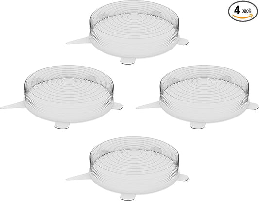 unwasted Reusable Silicone Lids (Large) – Upgrade Your Kitchen Gadgets with Our Silicone Covers for Food Storage – Reusable Silicone Stretch Lids and Food Covers for Containers Up to 9” (Pack of 4)