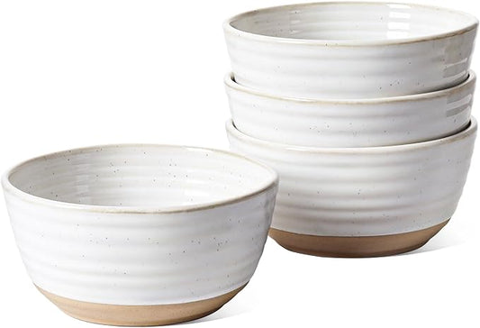 LE TAUCI Soup bowls 28 oz, Ceramic Cereal Bowl for Kitchen, Stoneware Bowl for Pho, Chip, Fruit, Salad, Noodle, Ramen, Housewarming Present- 6 Inch, Set of 4, Arctic white