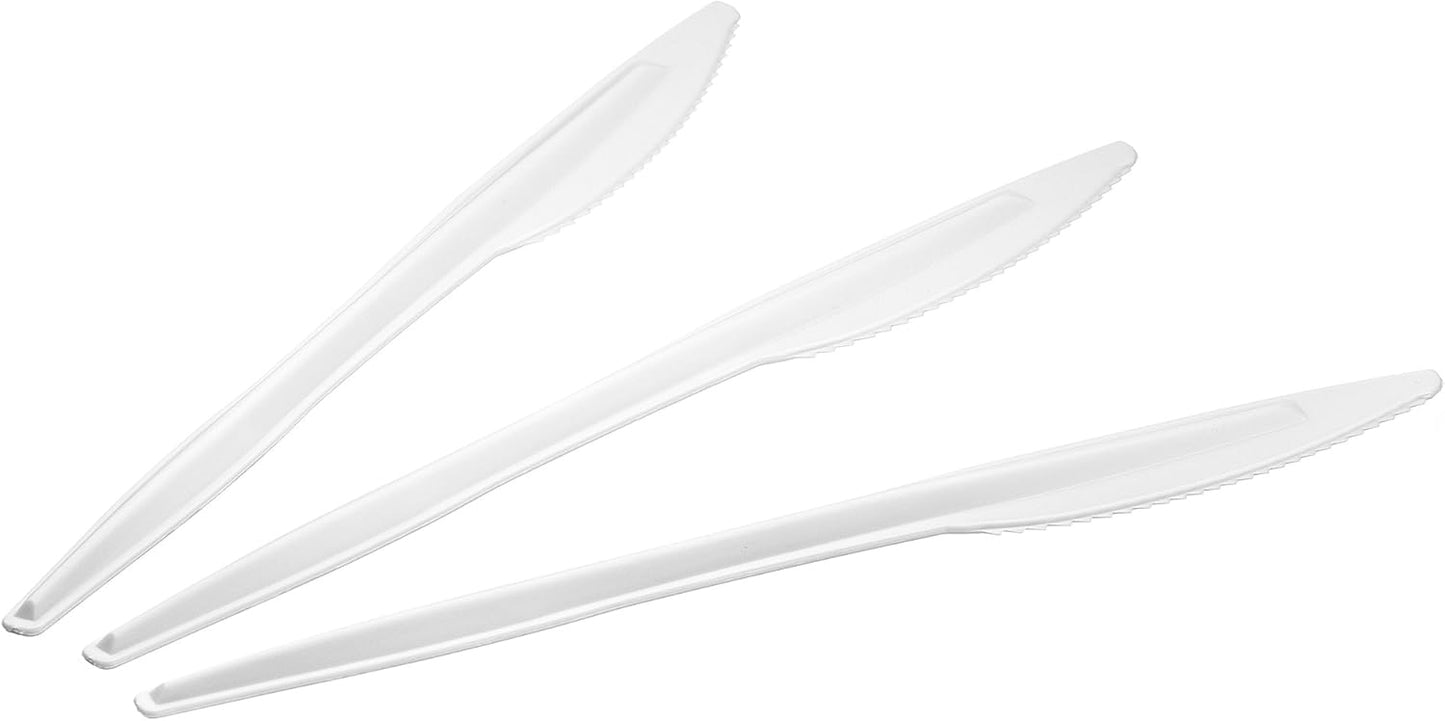 Settings [1000 Count] Plastic White Knives, Practical Disposable Cutlery, Great For Home, Office, School, Party, Picnics, Restaurant, Take-out Fast Food, Outdoor Events, Or Every Day Use, 1 Box