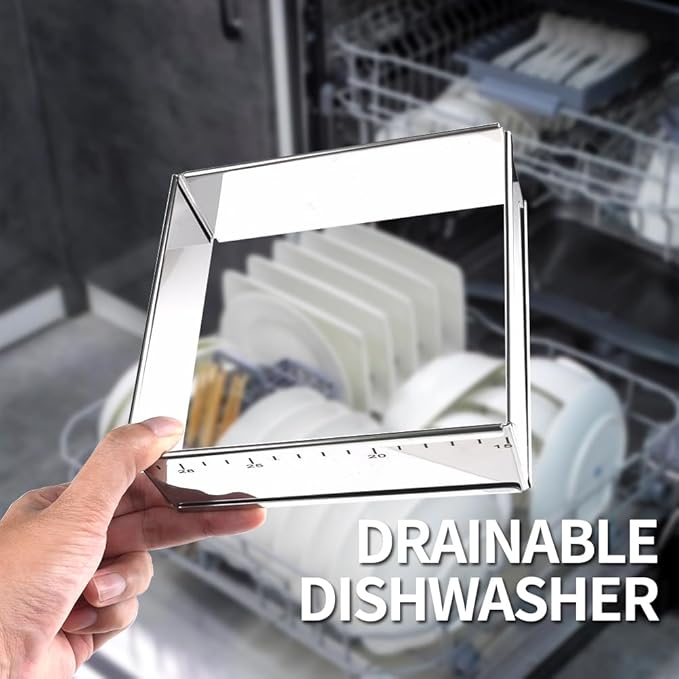 Guowall Stainless Steel Extensible Cake Ring Mold Adjustable Square Shaped Mousse Ring Detachable Nonstick Cake Cutter for DIY Baking - 6in