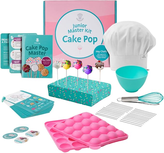 Tovla Jr. Ultimate Cake Pop-Making Kit for Kids – Fun DIY Baking Kit, STEM Activity for Ages 4+, Visual Learning Cake Pop Molds & Tools Set, Great Gift for Young Chefs