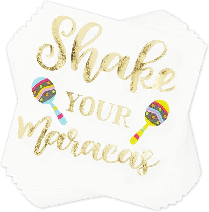 100 Pack Mexican Fiesta Napkins for Cinco de Mayo Party Supplies, Taco Fiesta Decorations in 4 Designs (5x5 In)