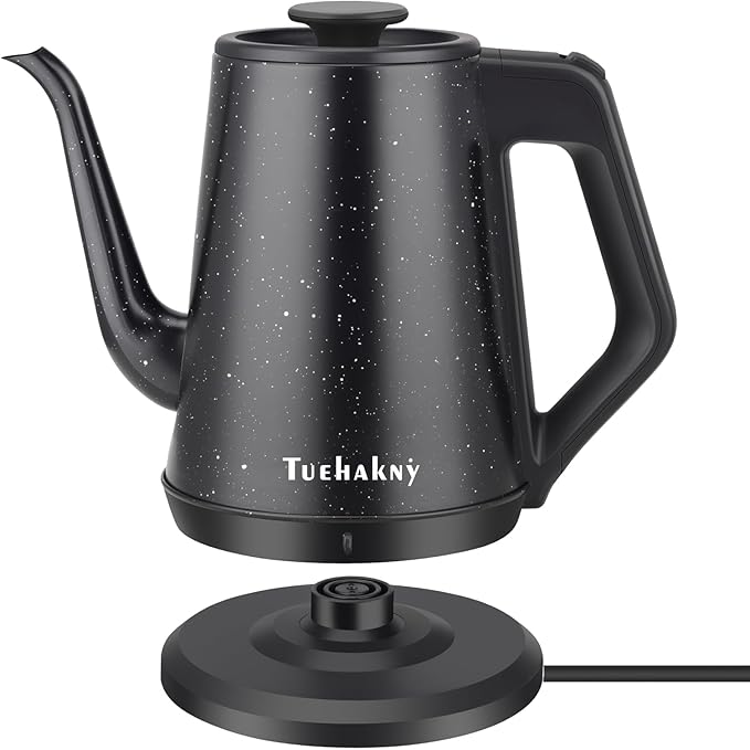 1l Electric Kettle 1000w, Quick Heat-Up In 3 Min, Black Stainless Steel Kettle With Star Design (Bpa-Free), Automatic Shut-Off, Compact For Office/Travel/Kitchen