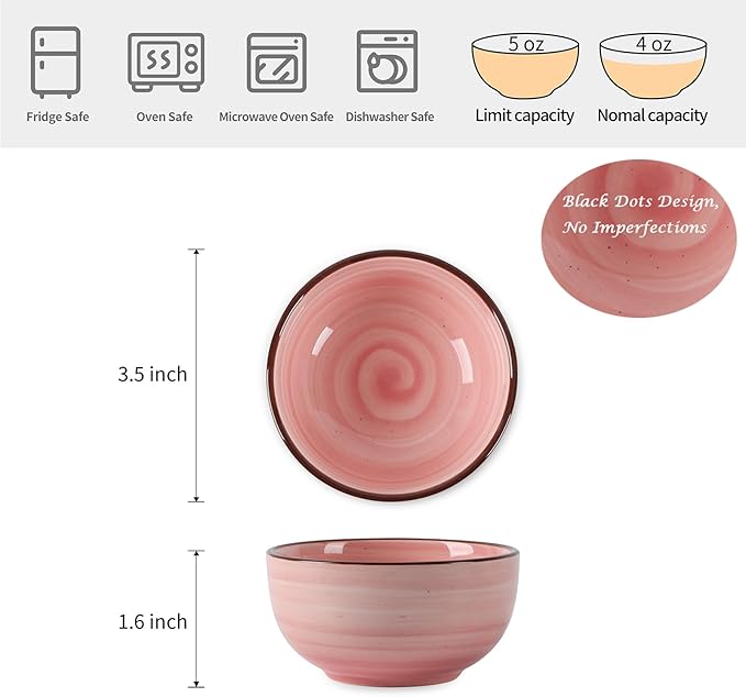 Selamica Ceramic Mini Bowls, 4 OZ Dipping Bowls, 3.5 Inch Gradient Color Set of 6, Microwave & Dishwasher Safe