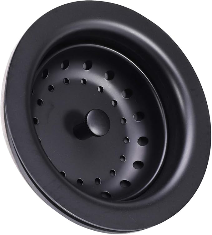 KONE 3-1/2 Inch Kitchen Sink Stainless Steel Basket Strainer Water Stopper with Drain Assembly, Black Finish Rustproof and Durable