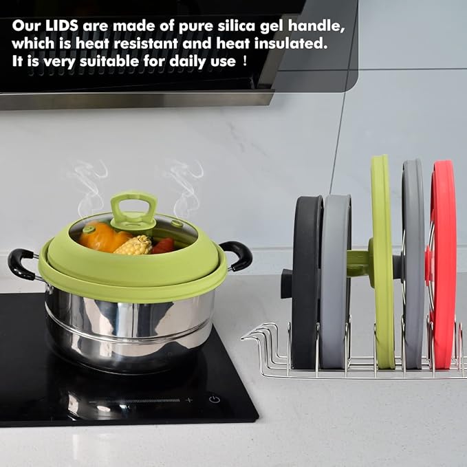 Microwave Splatter Cover Vented Glass Splatter Guard Lid with Collapsible Silicone for Food as Pot Cover 11.8 inch Large Plate for 6 7 8 9 10 11 inch Plate Bowl