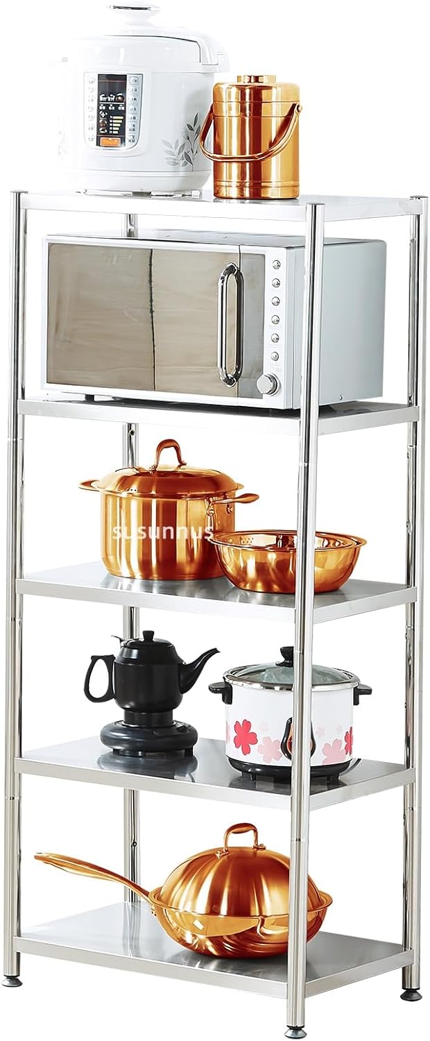 Susunnus Stainless Steel Shelves Heavy Duty Shelving Metal Shelving Units and Storage Kitchen Industrial Storage Rack (24.8in*15.8in-5T)