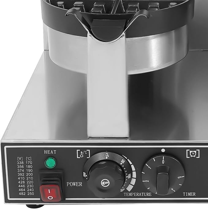 Commercial Waffle Maker,Double Head Waffle Maker Machine,2400W Non-Stick Stainless Steel Belgian Waffle Iron with Temp and Time Control for Restaurant