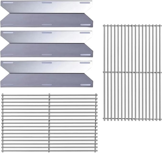 17 3/4” Stainless Steel Heat Plate and 19.25" Cooking Grids for Jenn Air 720-0336,720-0337,720-0511, 720-0512, 720-0339 Gas Grill,Grates Replacement For JennAir Grill