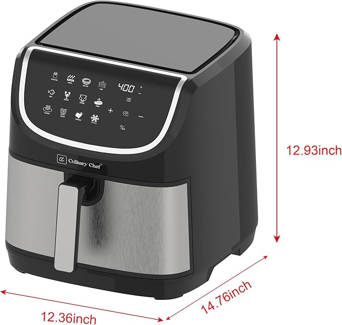 8.45-Quart Electric Air Fryer, Adjustable Temperature, Touch Panel Control, One-Touch Cook Functions, and 360° Rapid Cooking, 1700 Watt Power