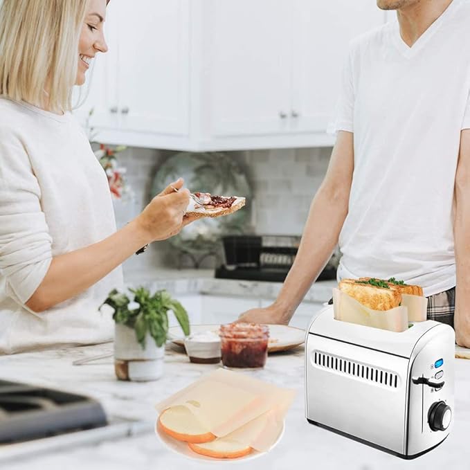 Toaster Bags Reusable for Grilled Cheese Sandwiches | Safest On The Market - 100% BPA & Gluten Free | Non Stick Toast Bag (10PCS)