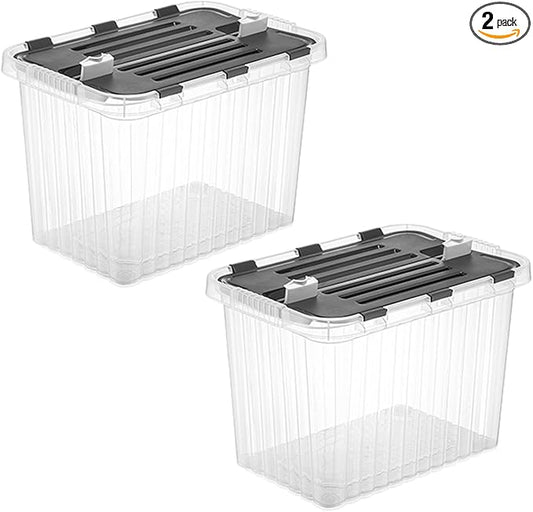 Superio 26 L Deep Storage Container with Hinged Lid (2 Pack)