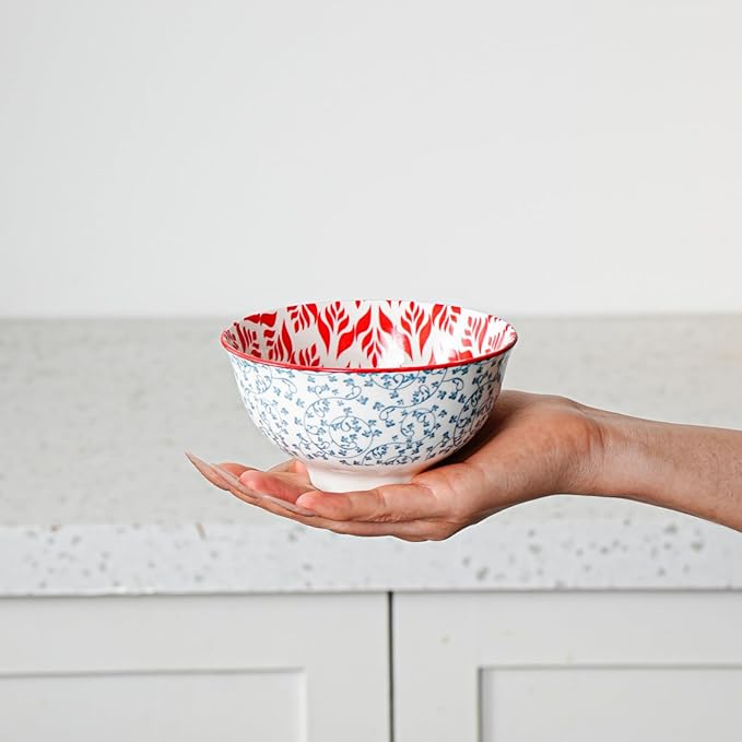 Ceramic Dessert Bowls Set - 12 Oz Small Cereal Bowls 4.75 Inch Ice Cream Bowl for Fruit, Snack, Side Dishes, Dipping Sauce - Microwave Dishwasher Safe - Set of 6 - Assorted Colors