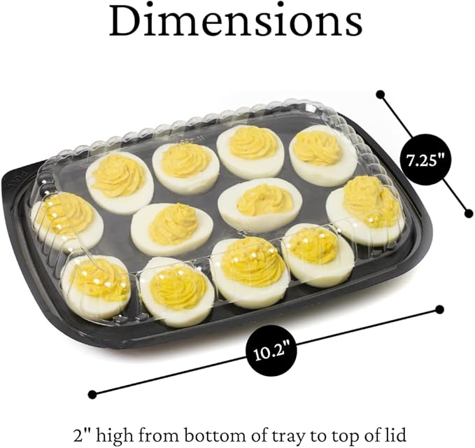 16 Pack - Disposable Deviled Egg Containers with Lid – Plastic Deviled Egg Trays – For 12 Egg Halves