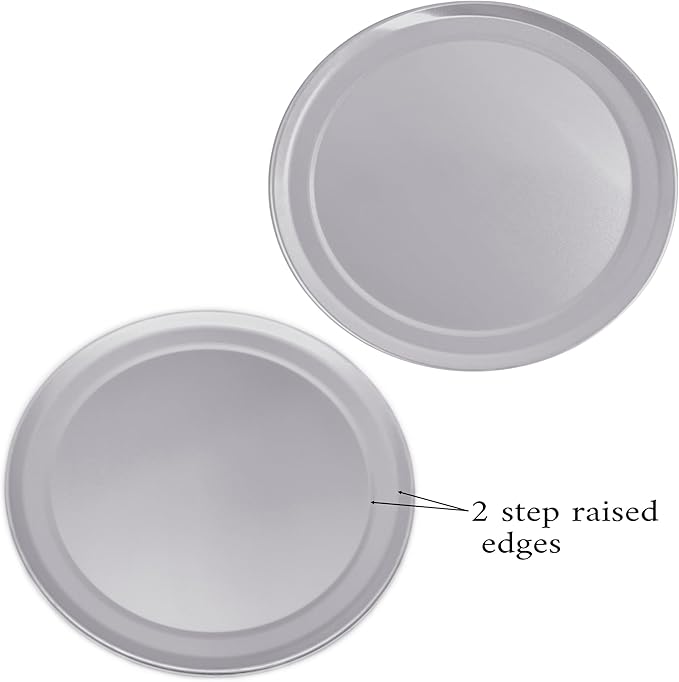 Pizza Tray, Round Pizza Baking Pan, Wide Rim Aluminum Pizza Cooking Trays, Set of 2 (10 Inch)