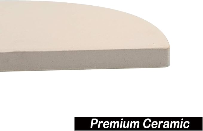 BBQ Future 19.8 Inch Half-Moon Ceramic Heat Deflector Plates for Kamado Joe Big Joe I, II & III, 2-Pack, White