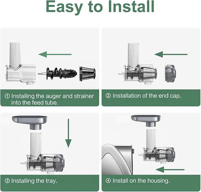 Juicer Machine, Aobosi Slow Masticating Juicers, Cold Press Juicer Machines with Reverse Function, Quiet Motor, High Juice Yield with Juice Jug & Brush for Cleaning (Gray)
