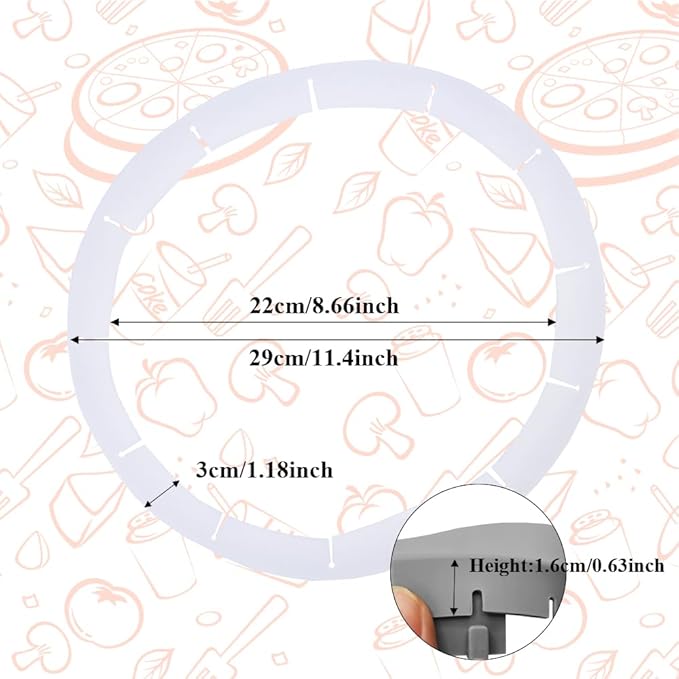 Adjustable Pie Crust Shields, Silicone Baking Protectors, Cover Ring Tools Fits 8-11.4 Inch Pies, Baking Pie Pizza Crust Shield Protector Cover for Edges ﻿ (Transparent)