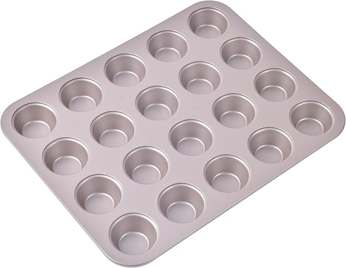 Mini Muffin Pan, 20-Cavity Non-Stick Mini Cupcake Pan Bakeware for Oven Baking (Champagne Gold)
