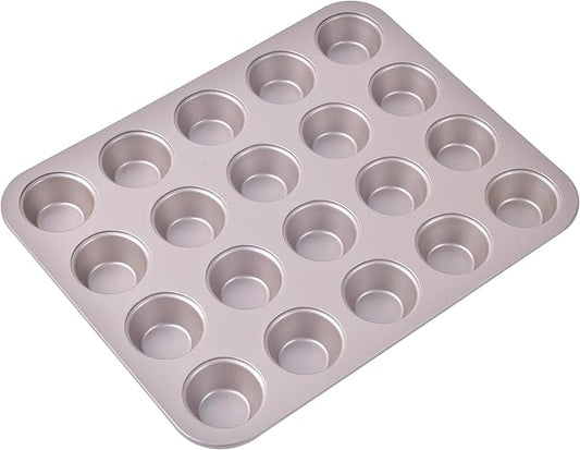 Mini Muffin Pan, 20-Cavity Non-Stick Mini Cupcake Pan Bakeware for Oven Baking (Champagne Gold)